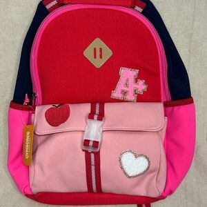 Gymboree Red and Pink Kids Backpack with Heart Patch